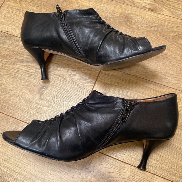 CORSO COMO Catania Black Leather Peep Toe Booties - Picture 9 of 14